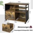 Woltu Aktenschrank Retro Braun/Schwarz mit Rollen und Schublade Bild 3