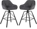 Woltu Barhocker 2er Set mit Lehne und Fußstütze Grau Bild 2