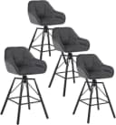 Woltu Barhocker Set 4-tlg. Grau/Schwarz Samt mit Lehne Bild 2