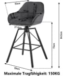 Woltu Barhocker Set 4-tlg. Grau/Schwarz Samt mit Lehne Bild 3
