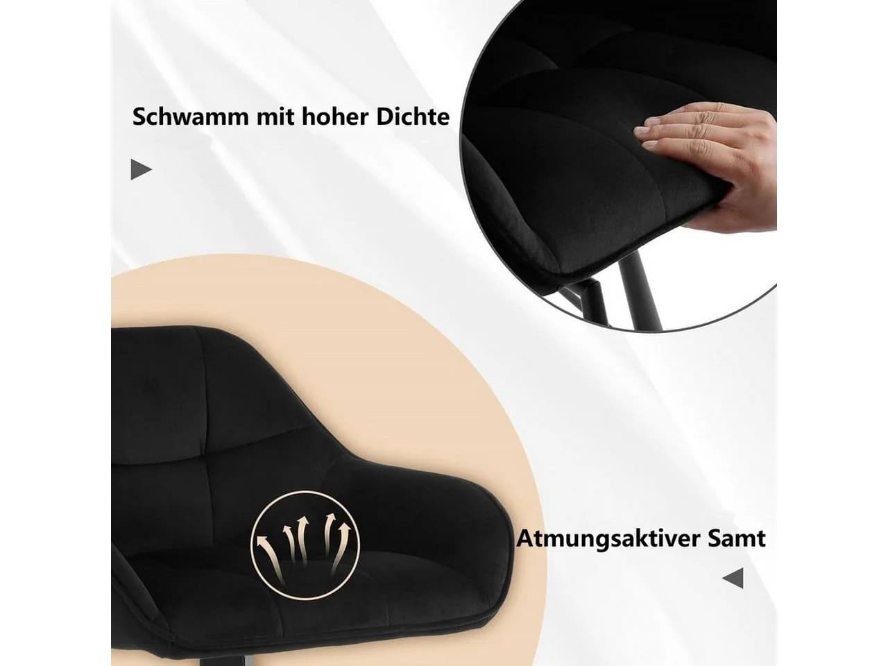Woltu Barhocker 2er Set Samt mit Lehne und Fußstütze - Bild 5