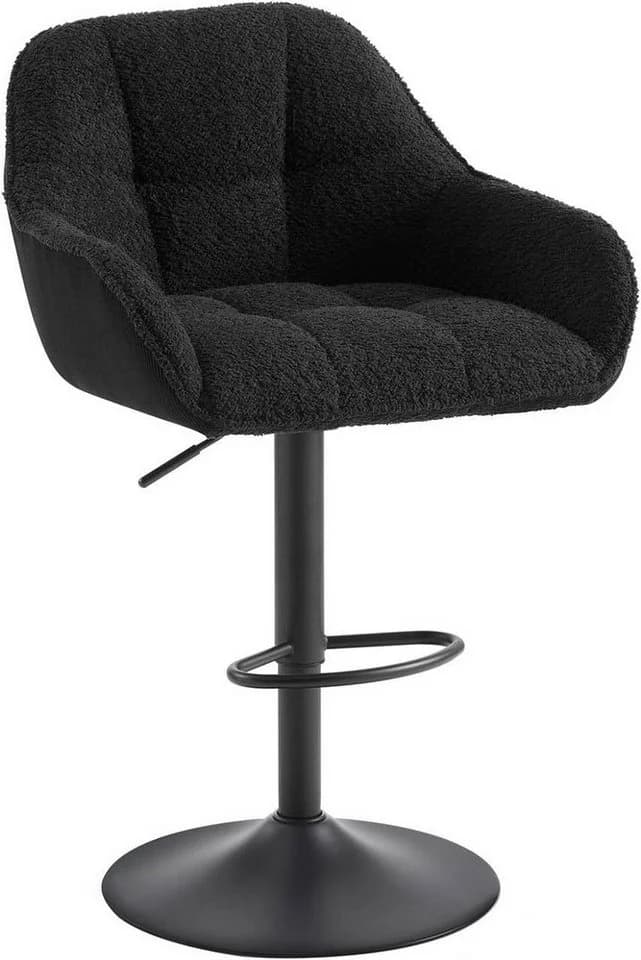 Woltu Barhocker höhenverstellbar drehbar Schwarz Grau Chenille Metall - Bild 2