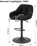 Woltu Barhocker höhenverstellbar drehbar Schwarz Grau Chenille Metall Bild 3