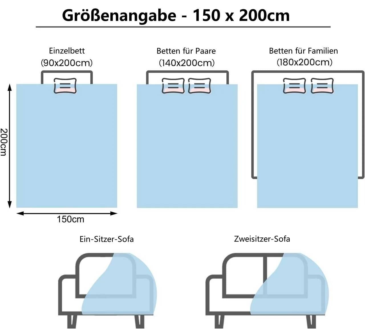 Woltu Wohndecke Flanell Kuscheldecke Grau Gestreift - Bild 3