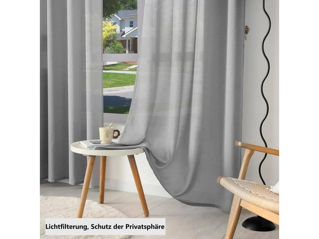 Woltu Gardine Halbtransparent Leinenoptik - Bild 5