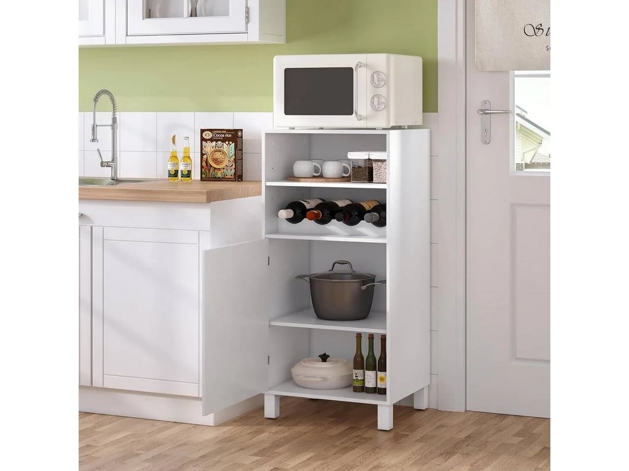 Woltu Weinschrank (1-St) Küchenschrank mit Weinregal Weiß
