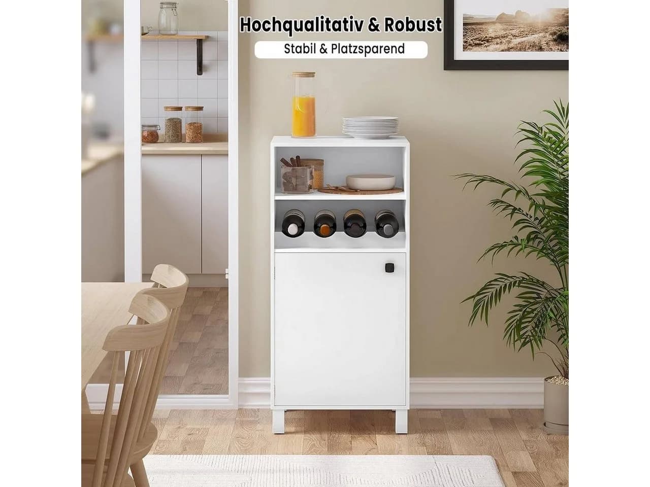 Woltu Weinschrank (1-St) Küchenschrank mit Weinregal Weiß - Bild 4