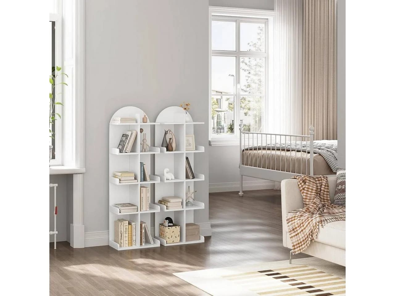 Woltu Bücherregal Weiß Standregal 5 Ebenen mit Kippsicherung