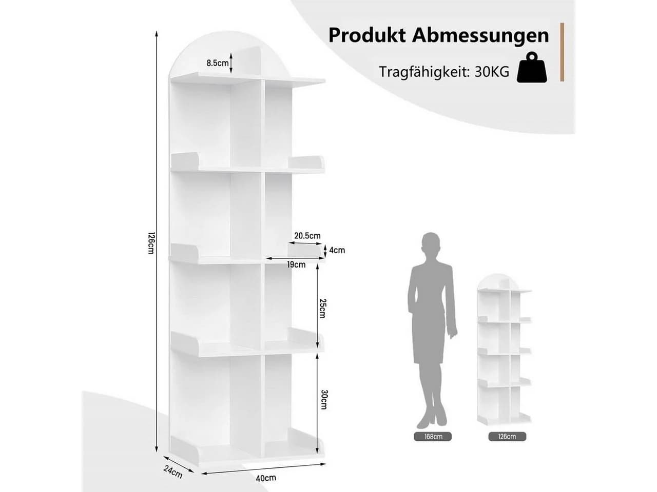 Woltu Bücherregal Weiß Standregal 5 Ebenen mit Kippsicherung - Bild 3