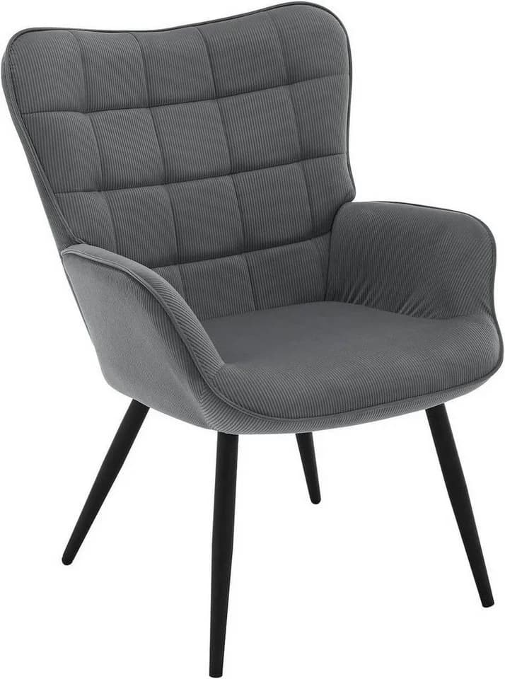 Woltu Relaxsessel Ohrensessel mit Cordbezug Grau - Bild 2