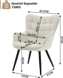 Woltu Relaxsessel Ohrensessel Cordbezug Cremeweiß Bild 3