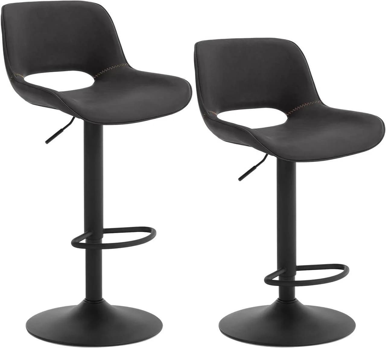 Woltu Barhocker 2er Set Anthrazit/Braun höhenverstellbar mit Fußstütze - Bild 2