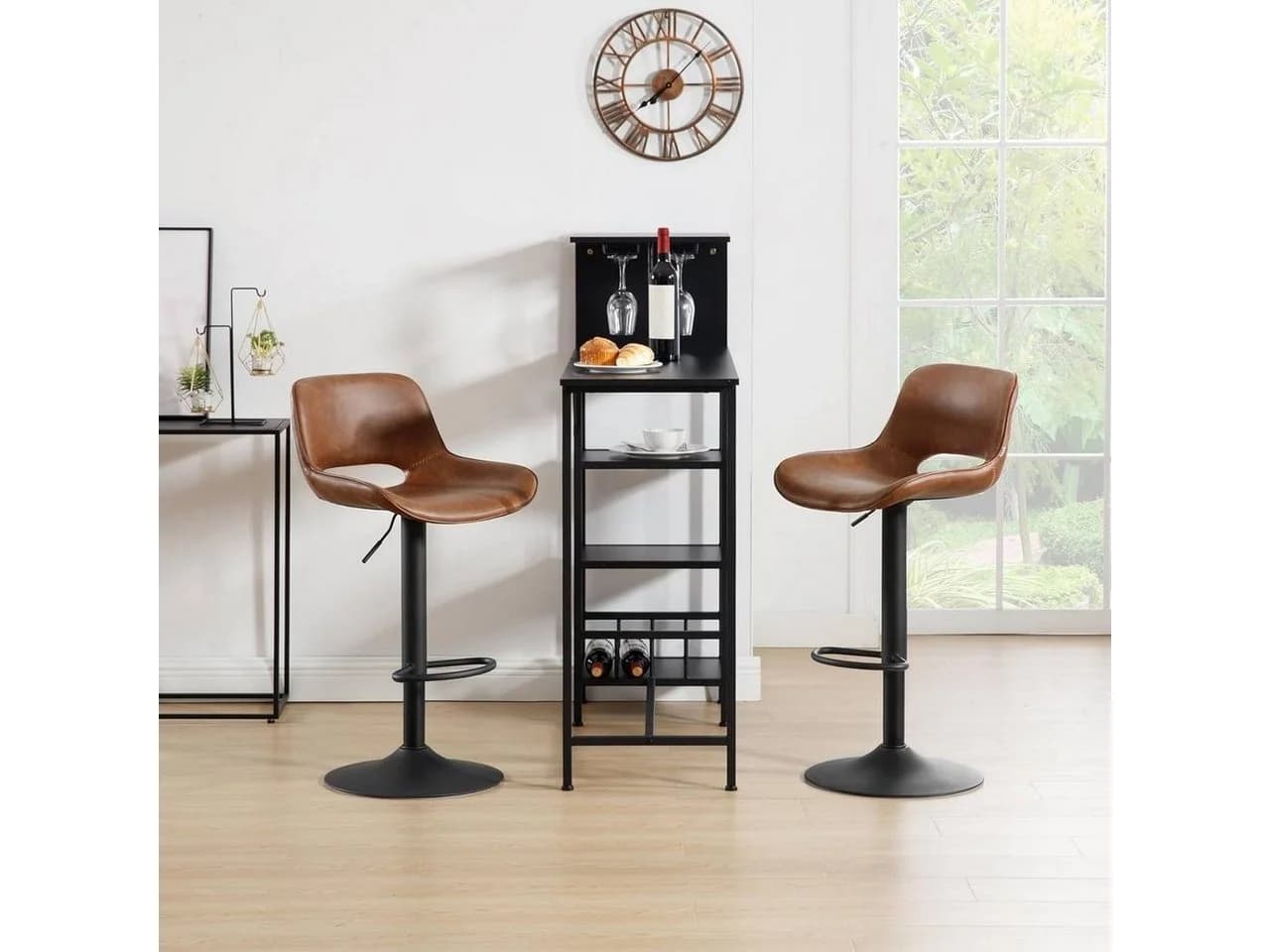 Woltu Barhocker 2er Set Höhenverstellbar Vintage Braun Anthrazit