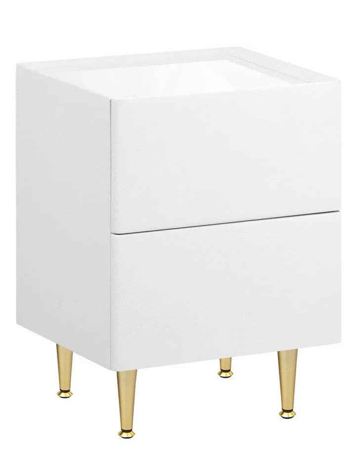 Woltu Nachttisch mit 2 Schubladen Modern Weiß Gold - Bild 2