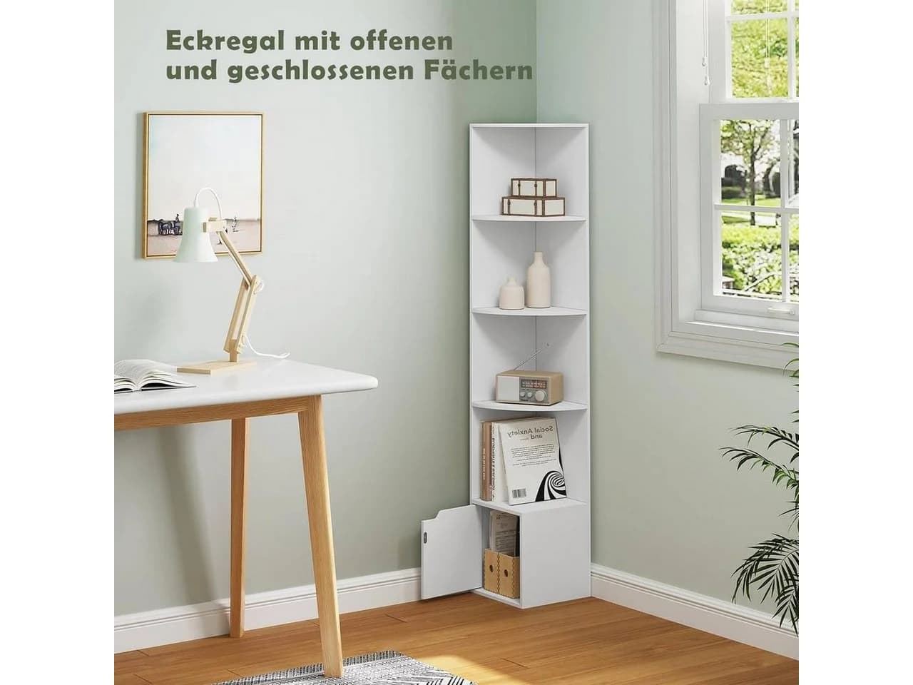 Woltu Eckregal Bücherregal Weiß 5 Ebenen
