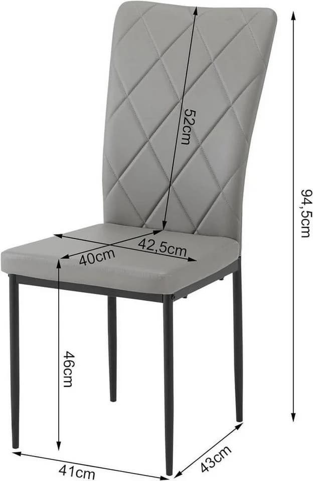 Woltu Esszimmerstuhl Set 4 St. Kunstleder Grau/Schwarz/Weiß - Bild 3