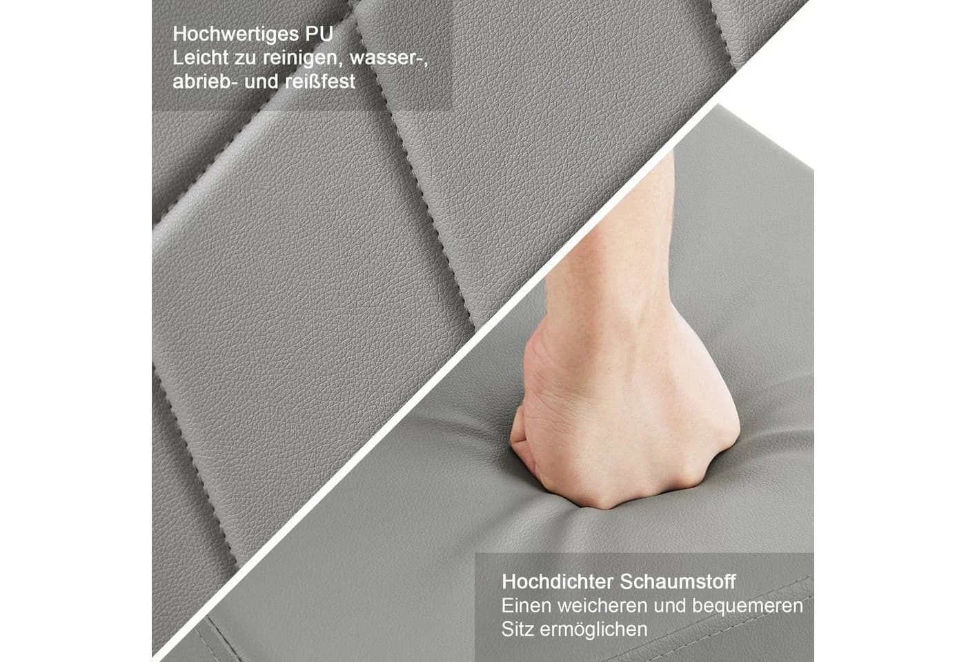 Woltu Esszimmerstuhl Set 4 St. Kunstleder Grau/Schwarz/Weiß - Bild 5
