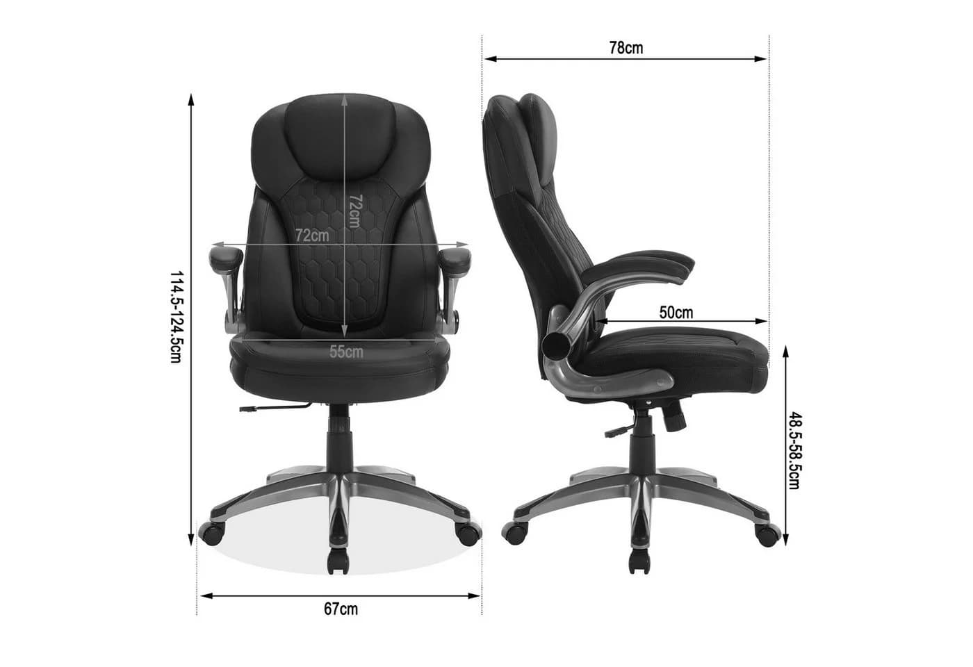 Woltu Bürostuhl Chefsessel mit Kopfstütze, Kunstleder Schwarz/Braun - Bild 3