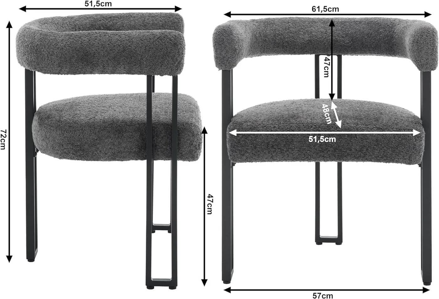 Woltu Esszimmerstuhl Grau Chenille Metallbeine Modern - Bild 3