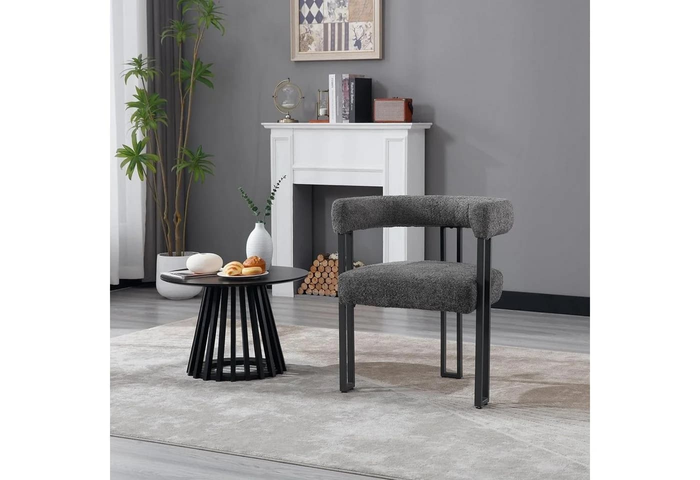 Woltu Esszimmerstuhl Grau Chenille Metallbeine Modern - Bild 4