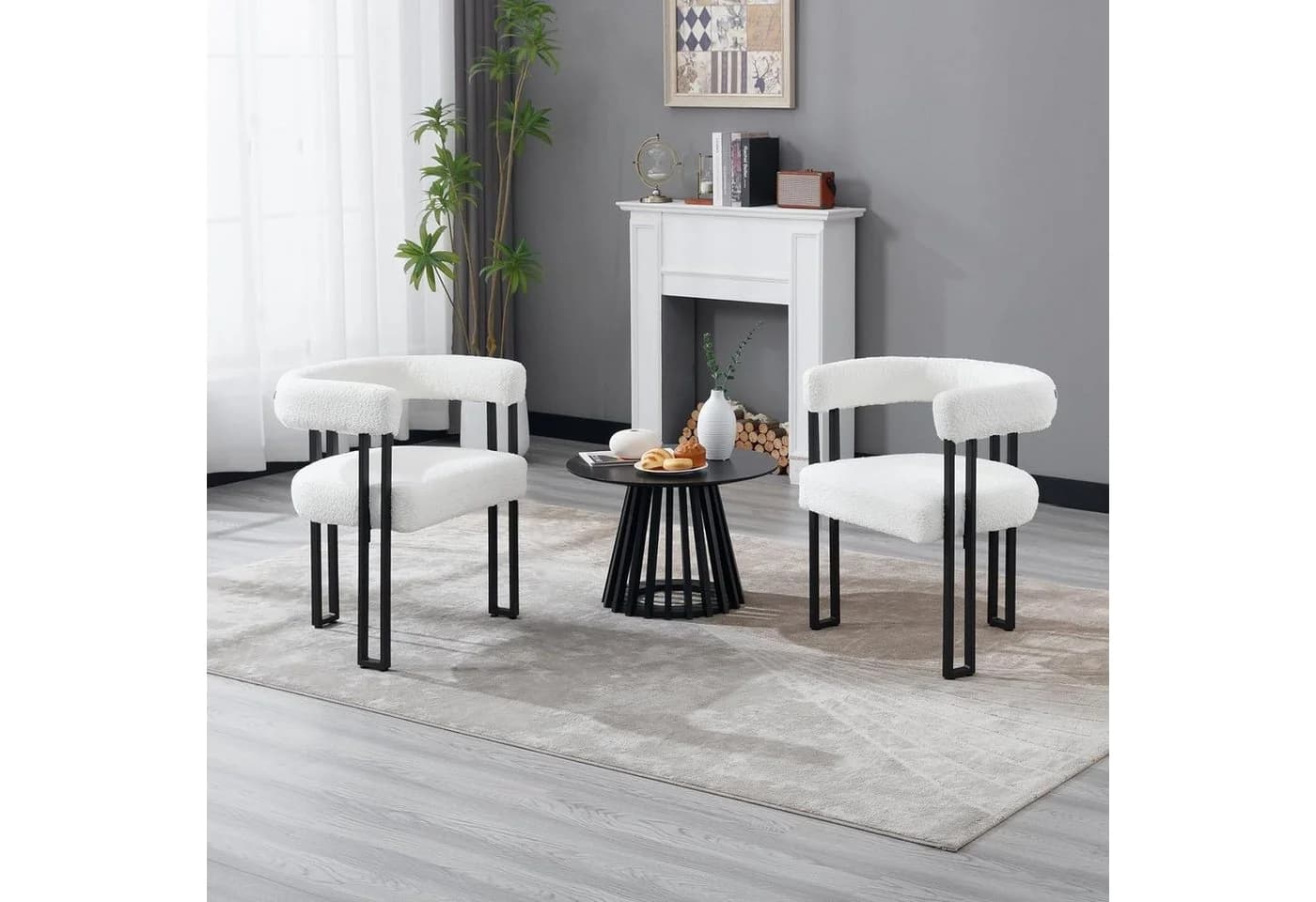 Woltu Esszimmerstuhl Modern Chenille Grau/Creme