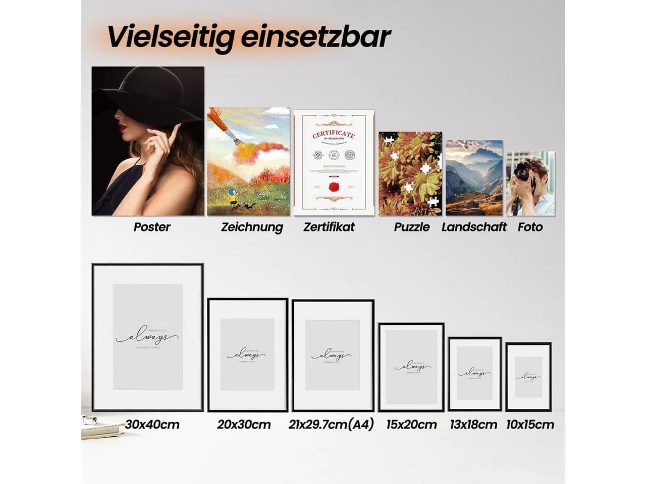 Woltu Bilderrahmen 2er Set Aluminium Matt Schwarz Silber - Bild 5