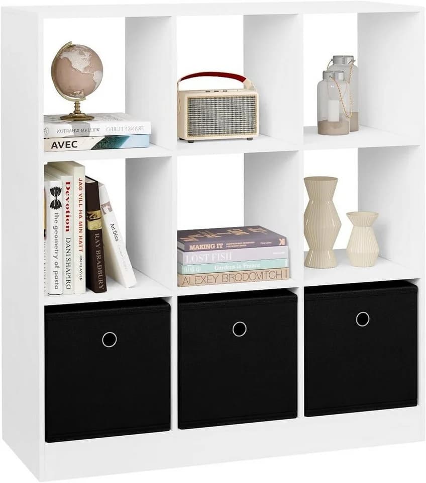 Woltu Bücherregal 9 Fächer mit 3 Schubladen Weiß - Bild 2