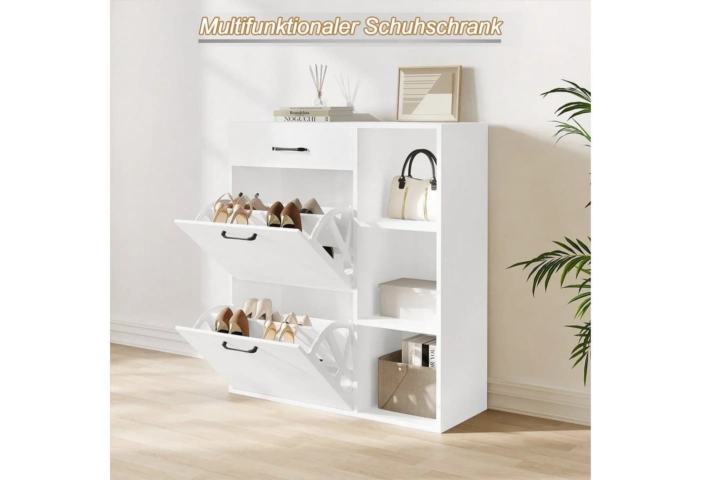 Woltu Schuhschrank (1-St) Schuhkipper mit 2 Klappfächern, Platzsparend - Bild 5