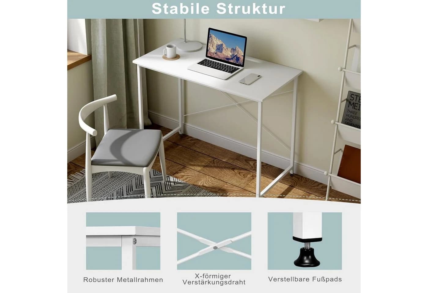 Woltu Schreibtisch (1-St) Computertisch für Büro Homeoffice Arbeitszimmer Schlafzimmer - Bild 5