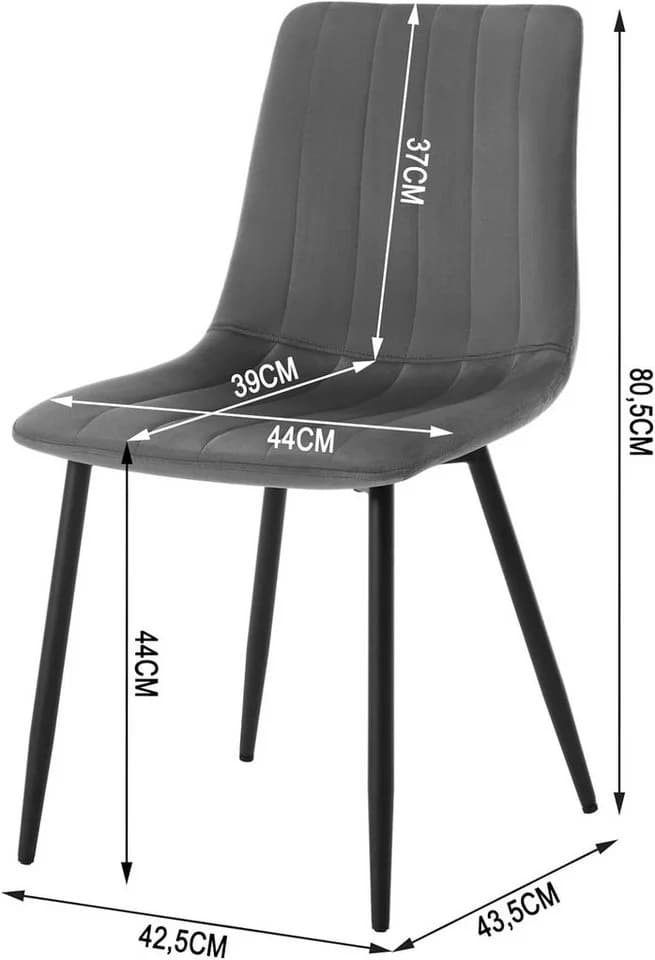 Klihome Polsterstuhl 4er Set Samt Grau Schwarz Beige Dunkelgrün - Bild 3
