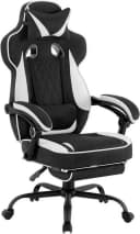 Woltu Gaming-Stuhl Schwarz/Weiß mit Fußstütze und ergonomischem Design Bild 2