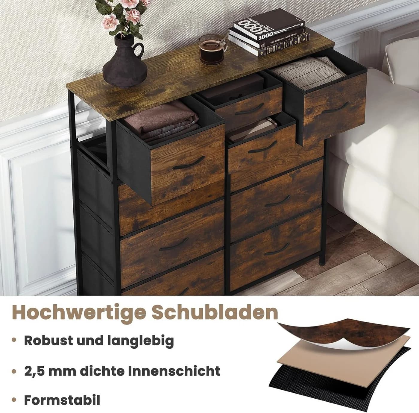 Woltu Kommode 10 Schubladen Stoff Metallrahmen Industrial Stil - Bild 4