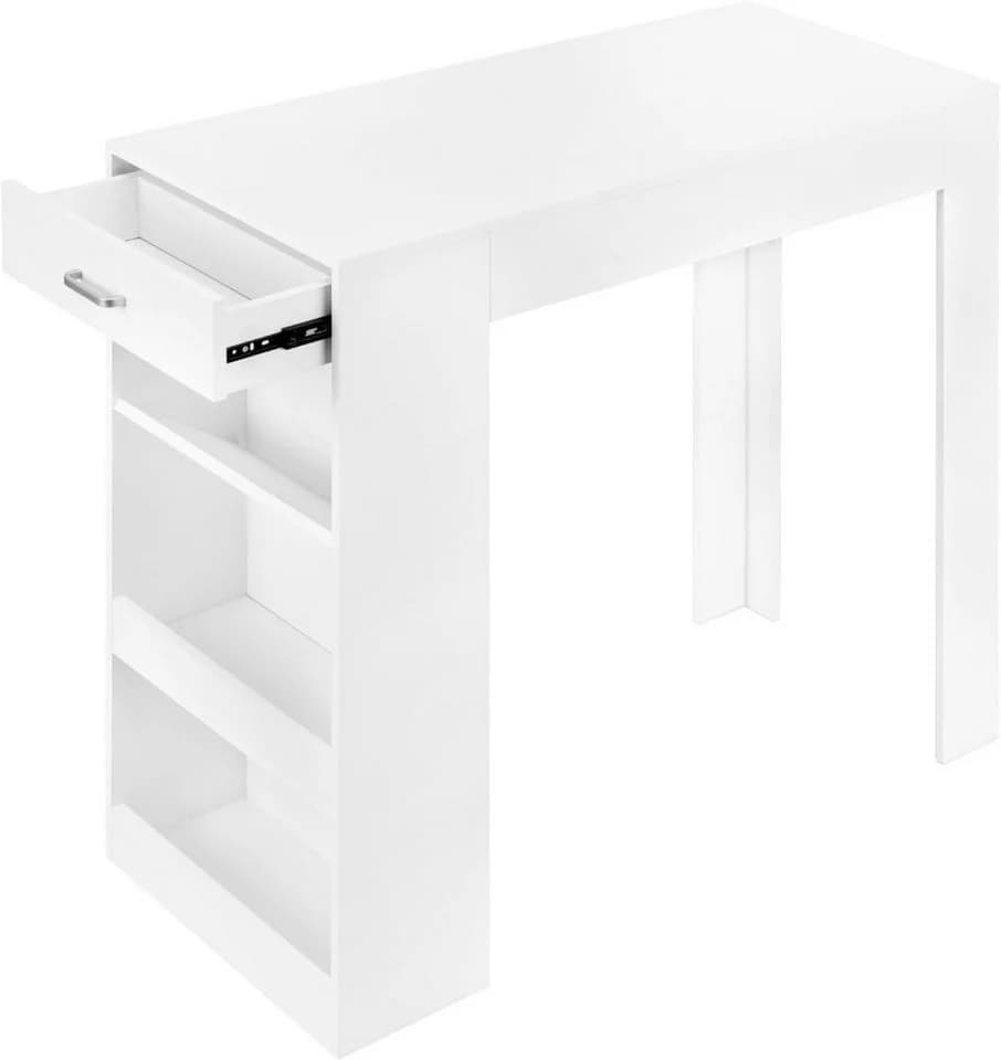 Woltu Bartisch Weiß Holzoptik mit Weinregal und Schublade - Bild 2