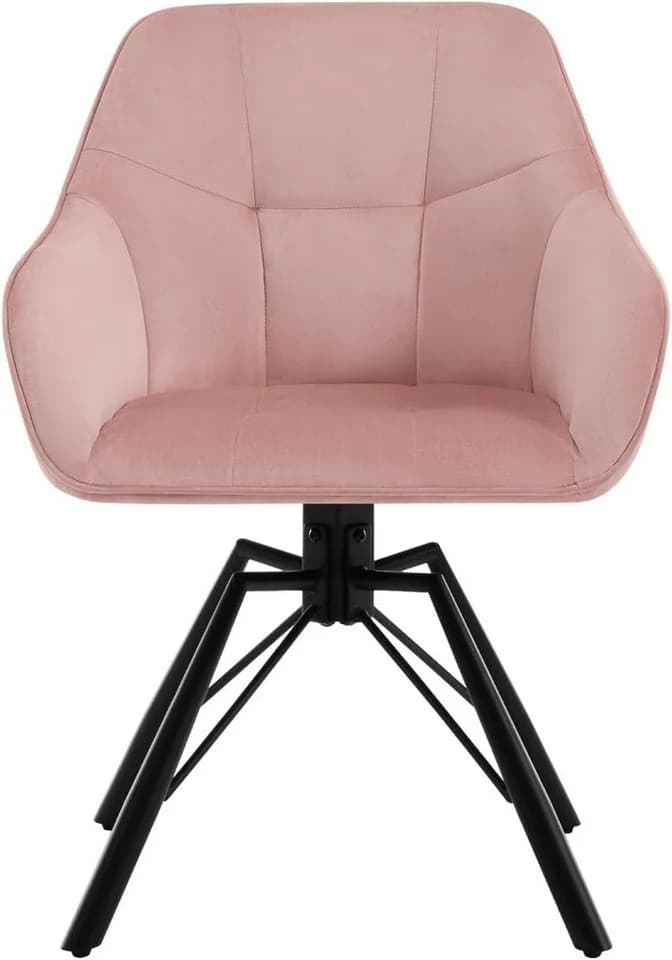 Woltu Polsterstuhl 6er Set Rosa Samt Drehbar mit Armlehnen - Bild 5
