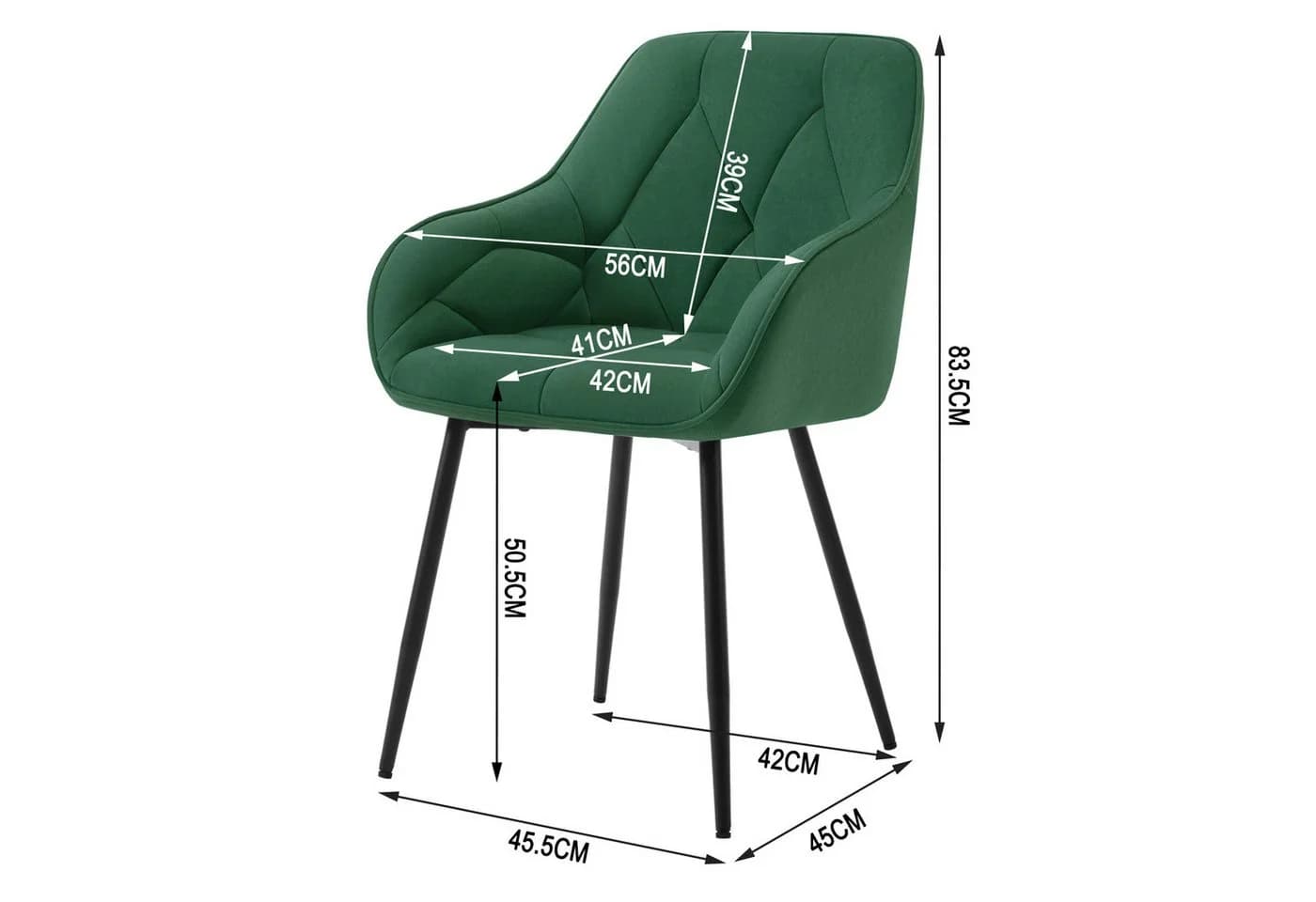 Woltu 4-Fußstuhl (Set, 4 St) Ergonomischer Esszimmerstuhl aus Samt - Bild 3