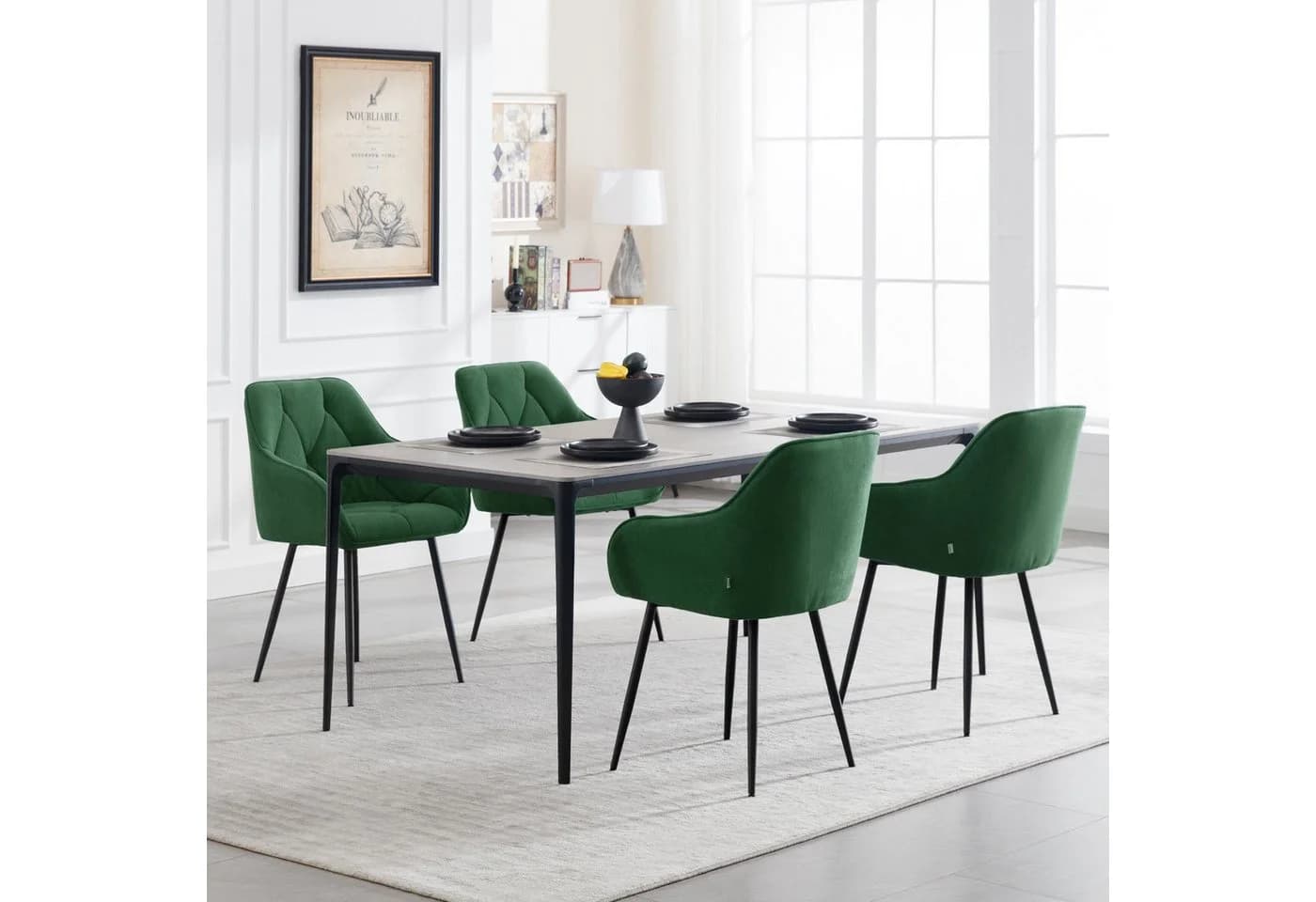 Woltu 4-Fußstuhl (Set, 6 St) Esszimmerstühle Ergonomisch Samt