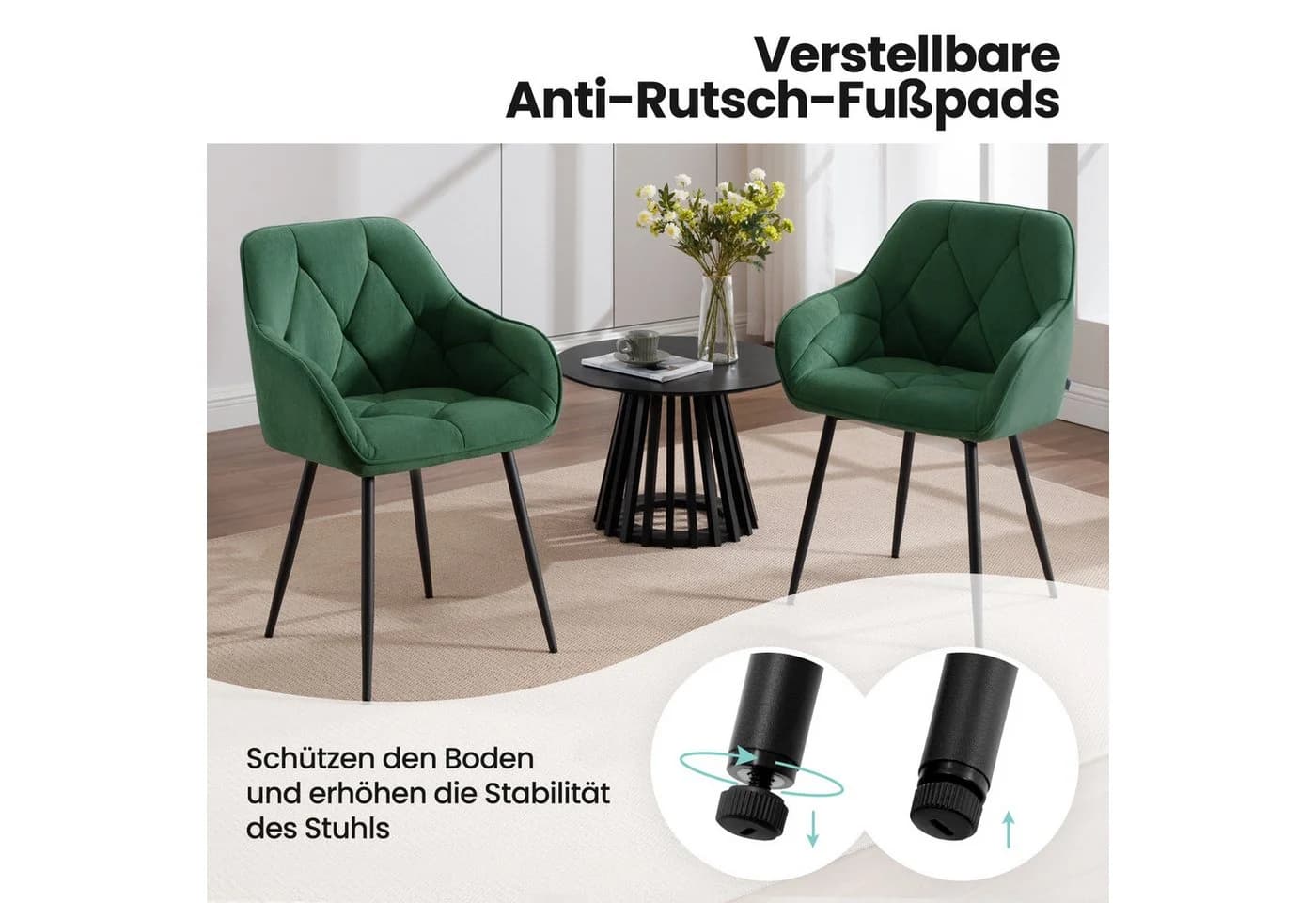 Woltu 4-Fußstuhl (Set, 6 St) Esszimmerstühle Ergonomisch Samt - Bild 4
