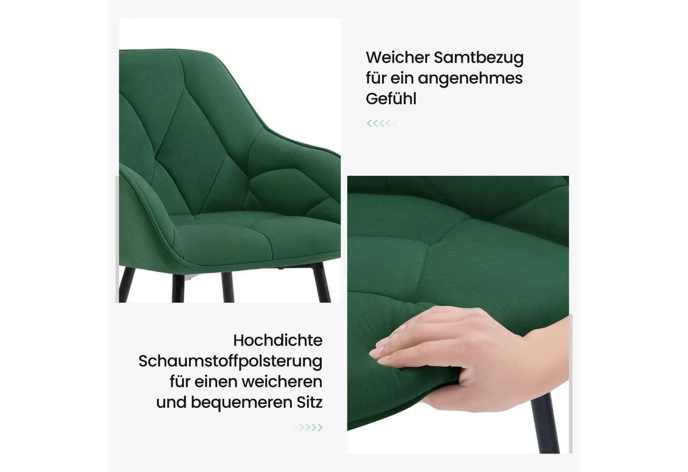 Woltu 4-Fußstuhl (Set, 6 St) Esszimmerstühle Ergonomisch Samt - Bild 5