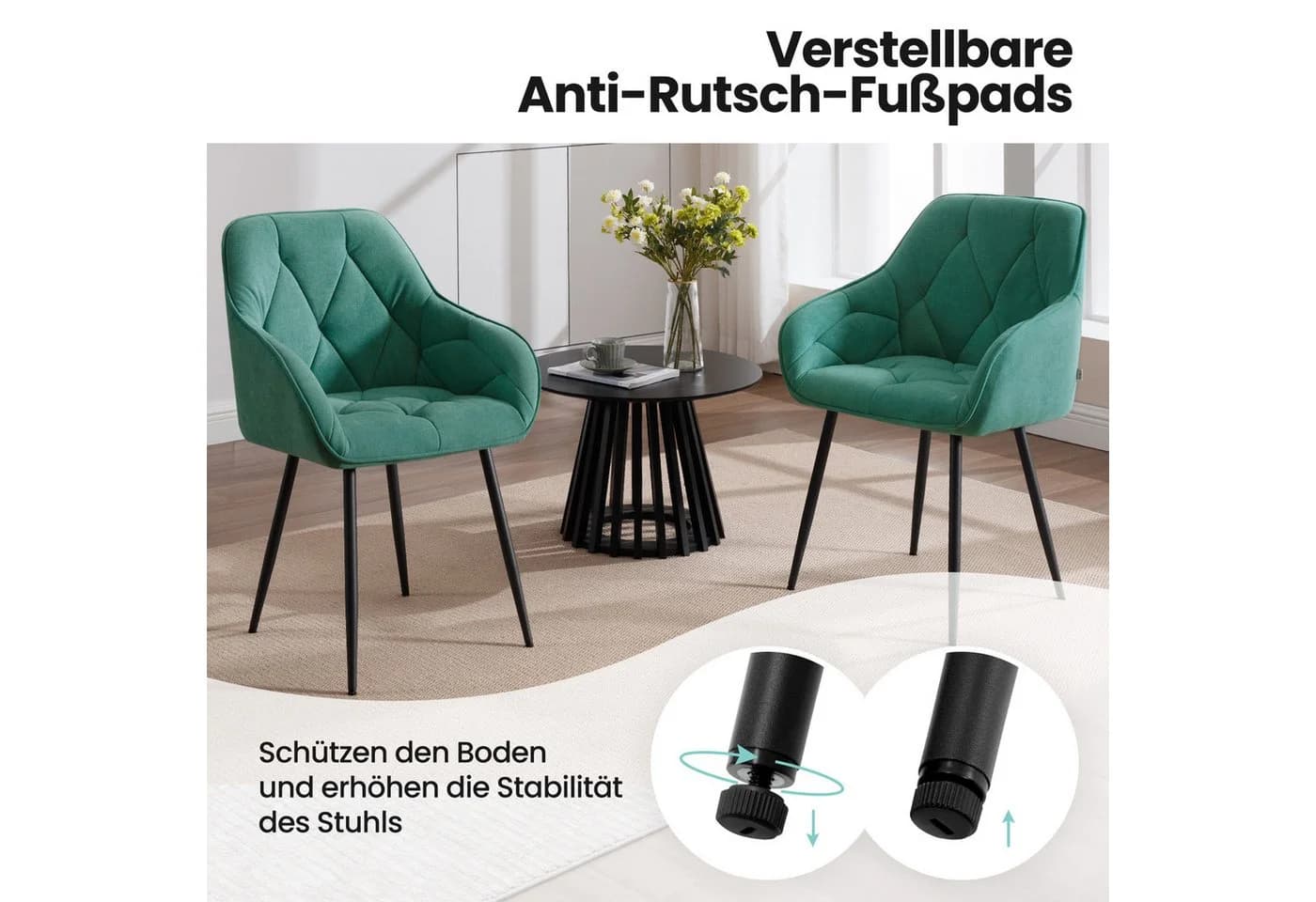Woltu Polsterstuhl Samt Ergonomischer Esszimmerstuhl - Bild 5