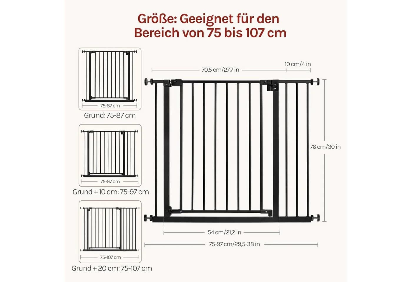 Woltu Treppenschutzgitter Schwarz/Weiß mit 10 cm Verlängerung - Bild 3