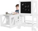 Woltu Tritthocker Montessori Lernturm 3 in 1 Kindertafel mit Rausfallschutz faltbar Bild 2