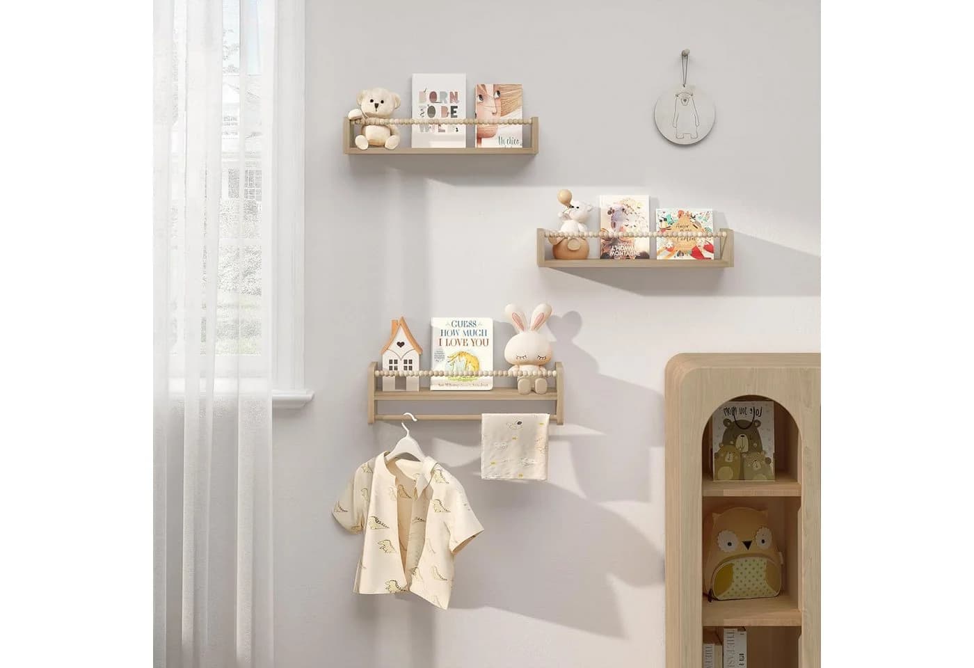 Woltu Kinderregal 3-tlg. Wandregal Montessori Massivholz