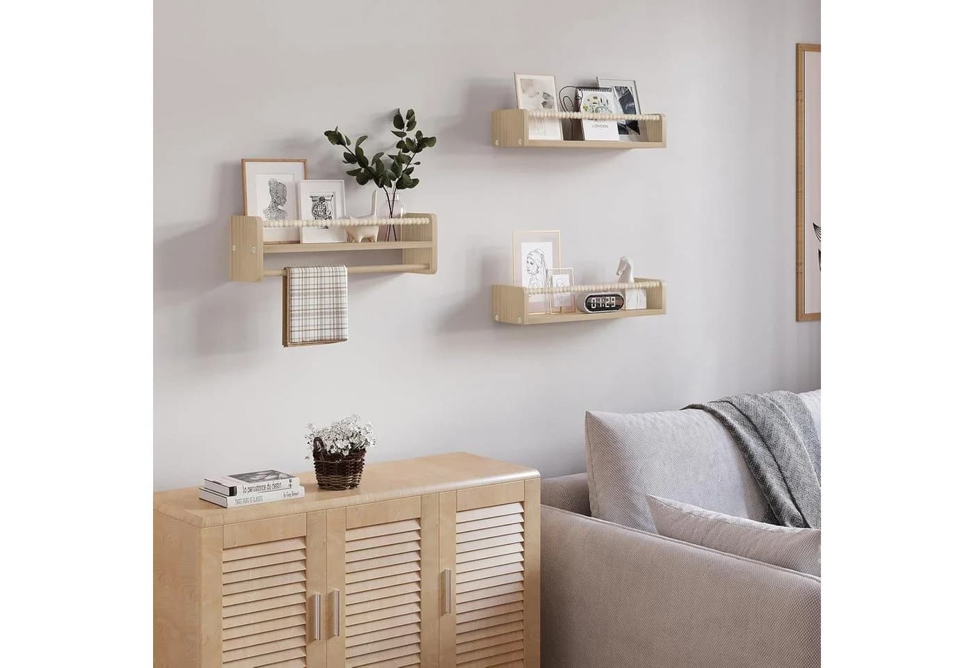 Woltu Kinderregal 3-tlg. Wandregal Montessori Massivholz - Bild 4