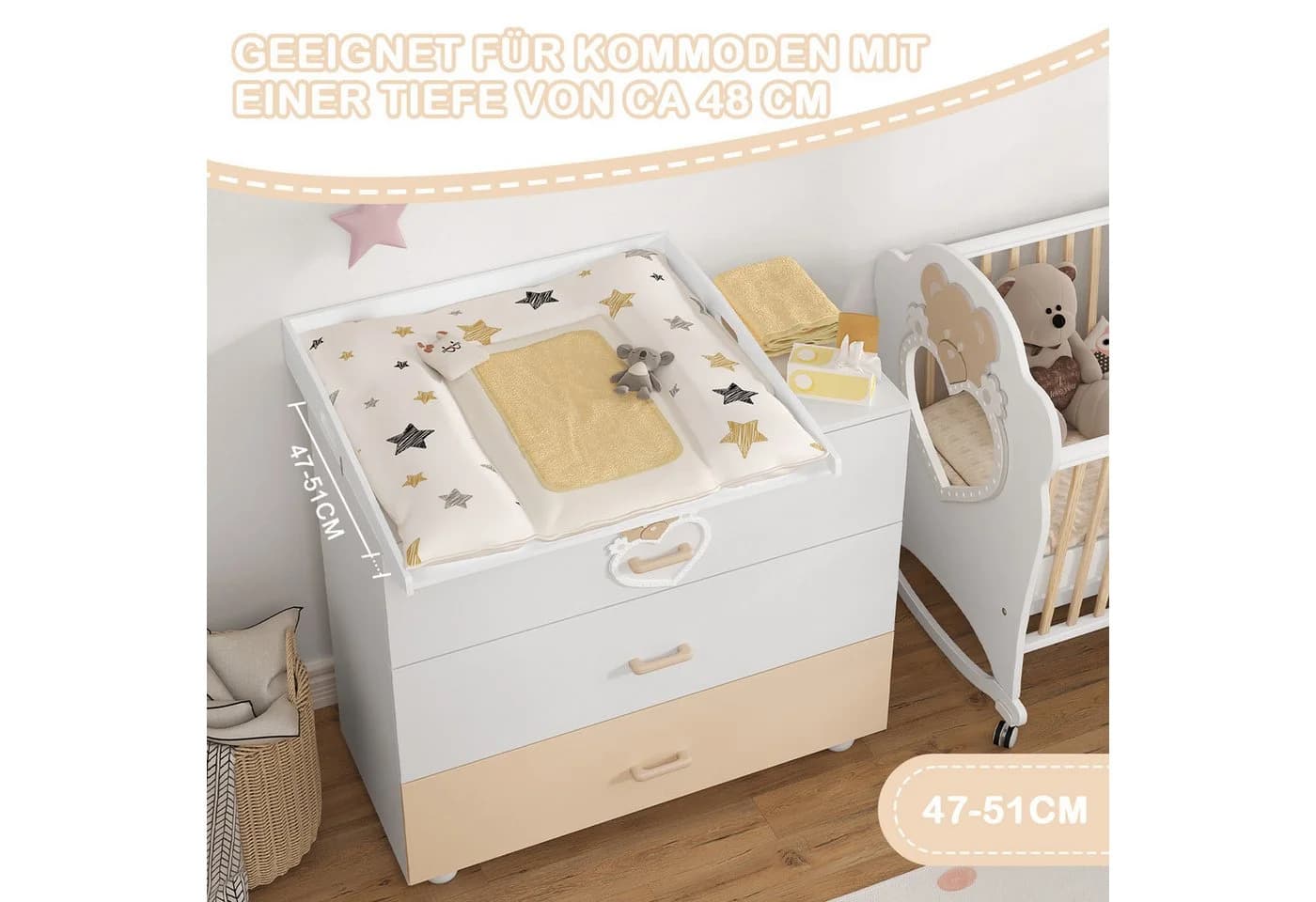 Woltu Wickelaufsatz Wickeltischaufsatz für Kommode Universal mit Seitenwänden - Bild 5