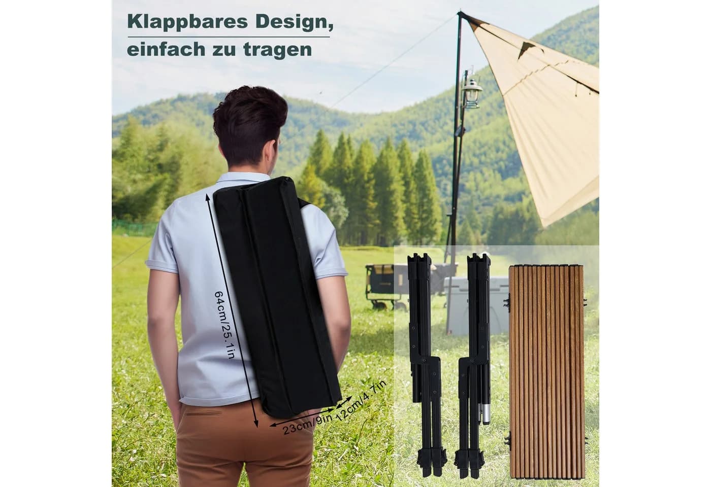 Woltu Campingtisch Alu Klapptisch Holzoptik - Bild 5