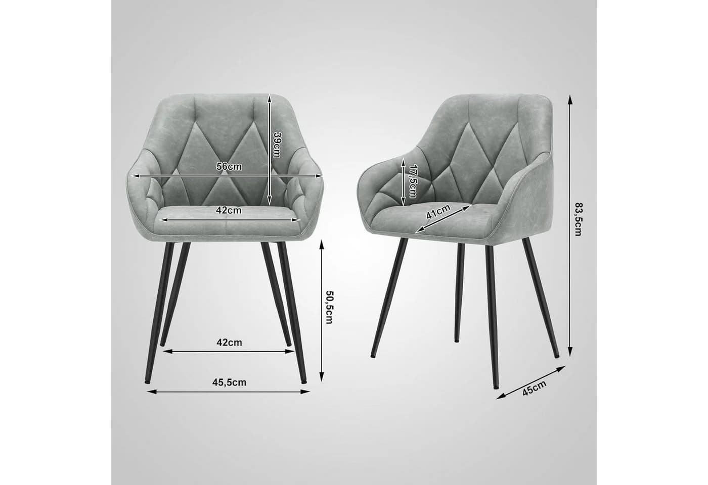 Woltu 4-Fußstuhl (Set, 6 St) Esszimmerstühle Ergonomisch Kunstleder - Bild 3