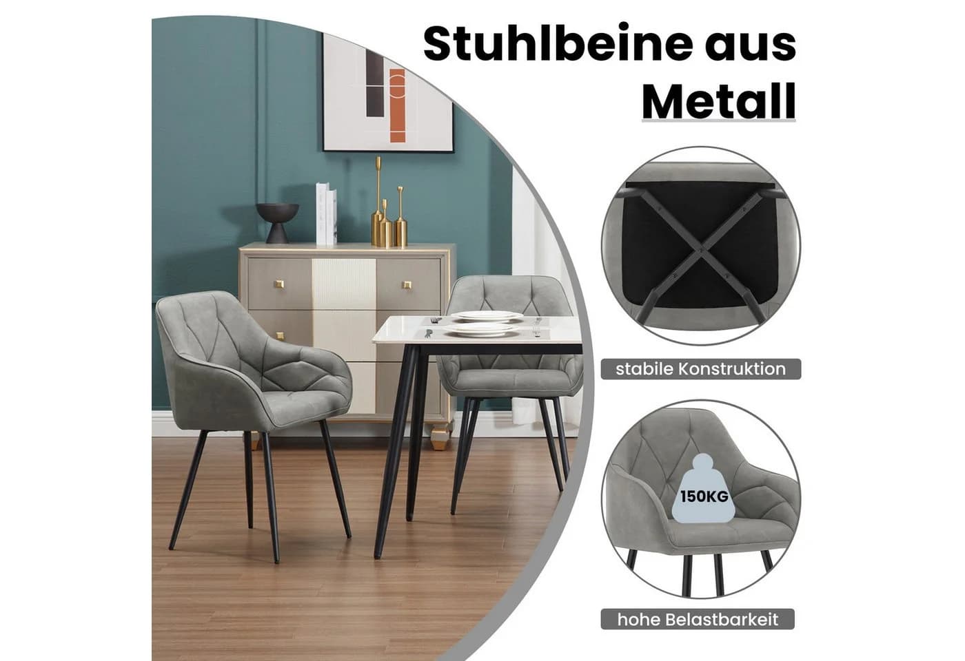 Woltu 4-Fußstuhl Set 4 St. Esszimmerstühle Ergonomisch Kunstleder - Bild 5