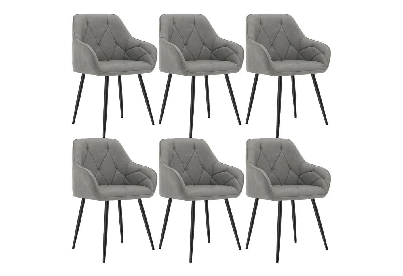 Woltu 4-Fußstuhl (Set, 6 St) Esszimmerstühle Ergonomisch Kunstleder - Bild 2