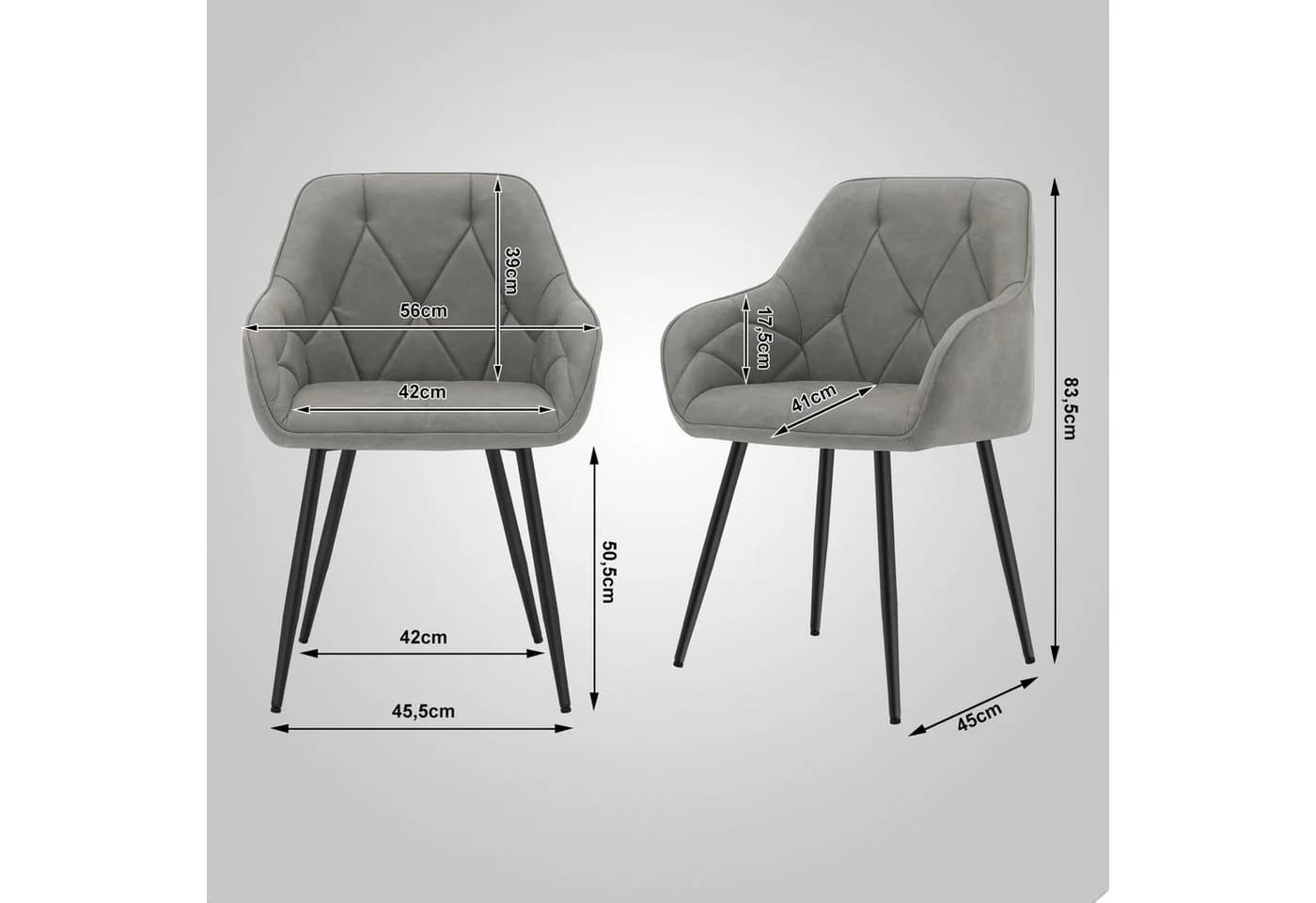 Woltu 4-Fußstuhl (Set, 6 St) Esszimmerstühle Ergonomisch Kunstleder - Bild 3