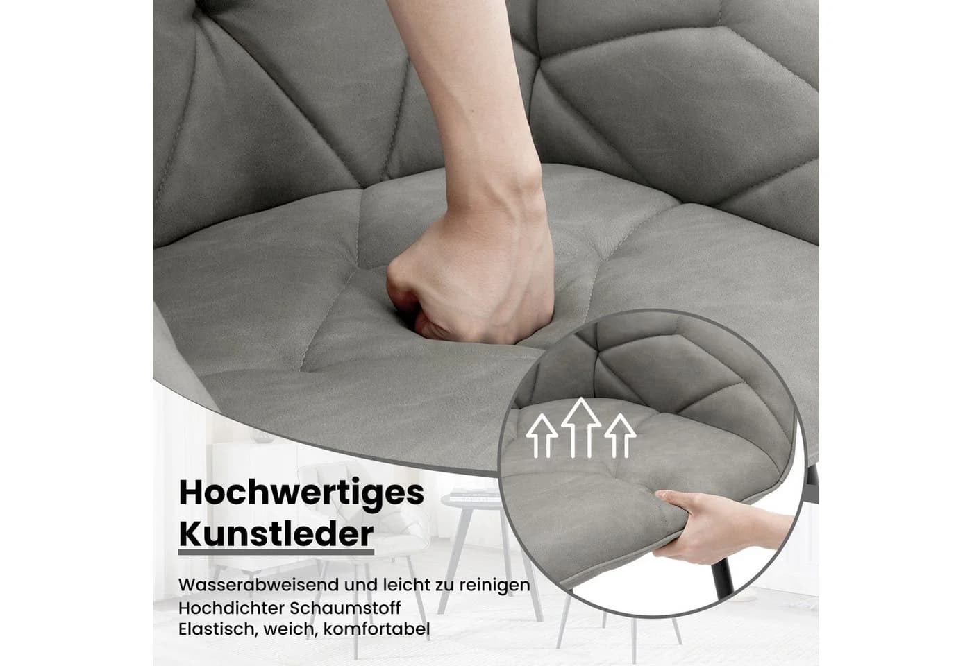 Woltu 4-Fußstuhl (Set, 6 St) Esszimmerstühle Ergonomisch Kunstleder - Bild 4